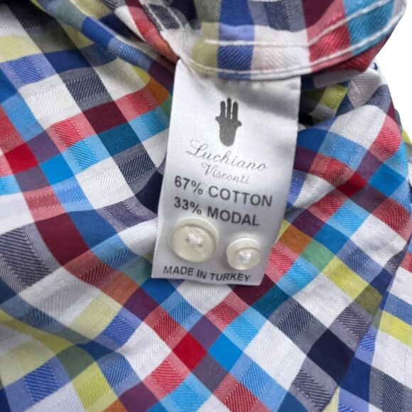 Lansky Bros Shirt Men's Small Colorful Plaid Flip Cuff Elvis The King Memphis - Picture 8 of 13